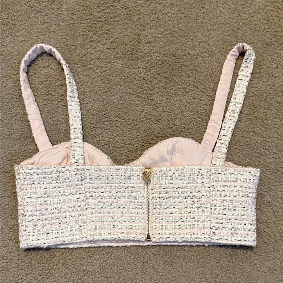 Meshki Stylish Textured Cream Crop Top - Picture 2 of 9